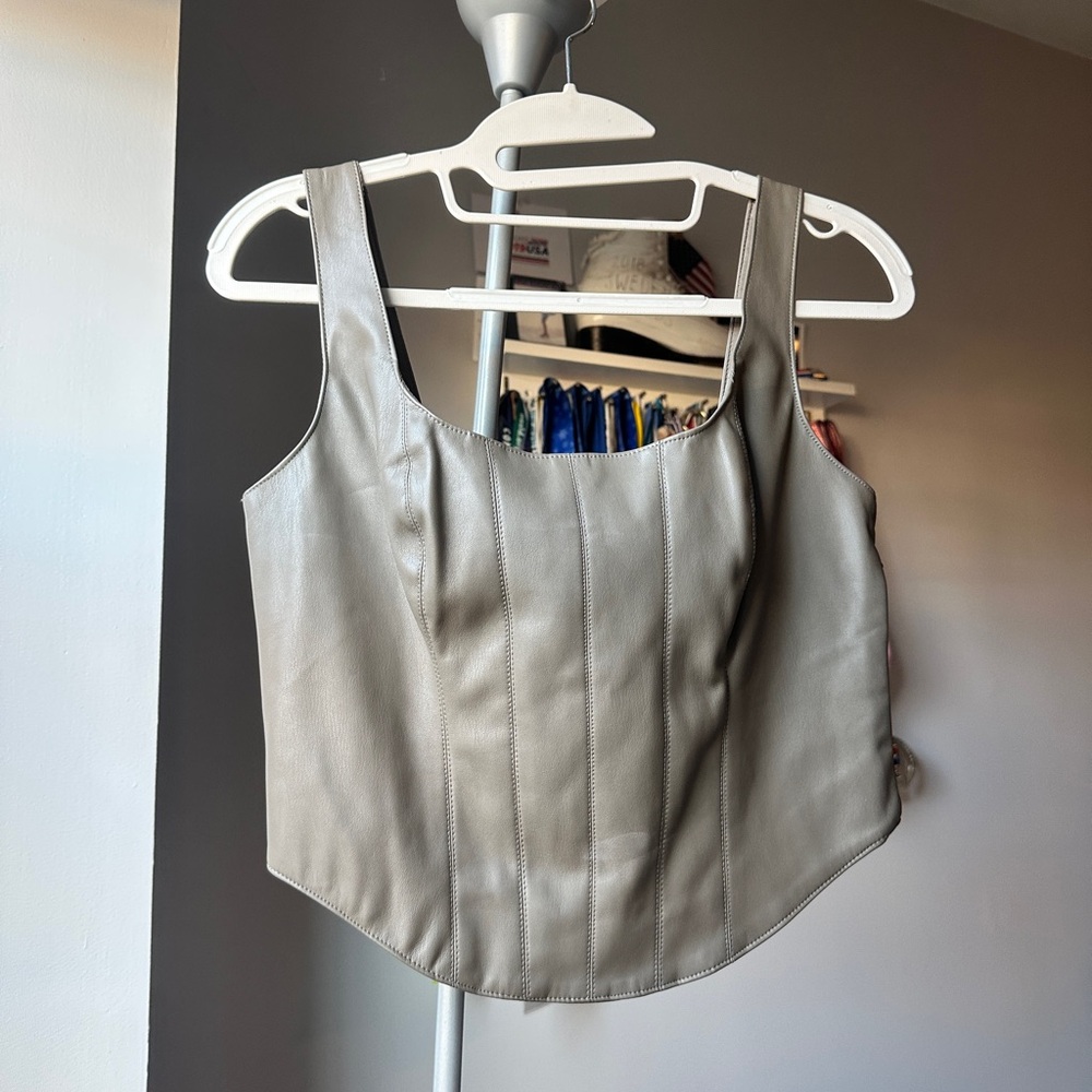 Abercrombie & Fitch Brown/Green Leather Corset Top